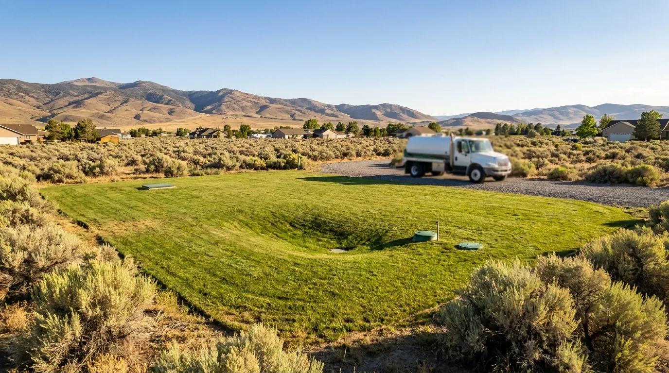 Drain field area on a residential property near Reno