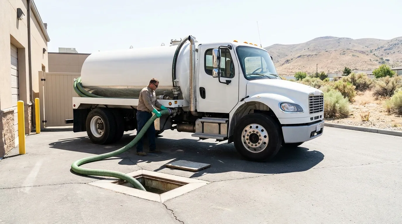 Grease trap being pumped at a property in Reno