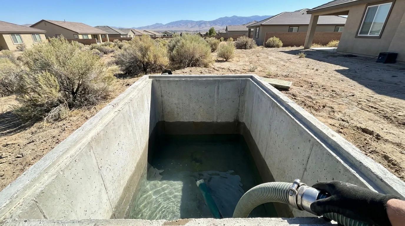 Clean residential septic tank interior at a Reno property